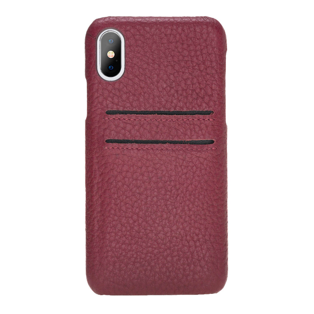 iPhone X-XS Burgundy Leather Snap-On Case with Card Holder - Hardiston - 3
