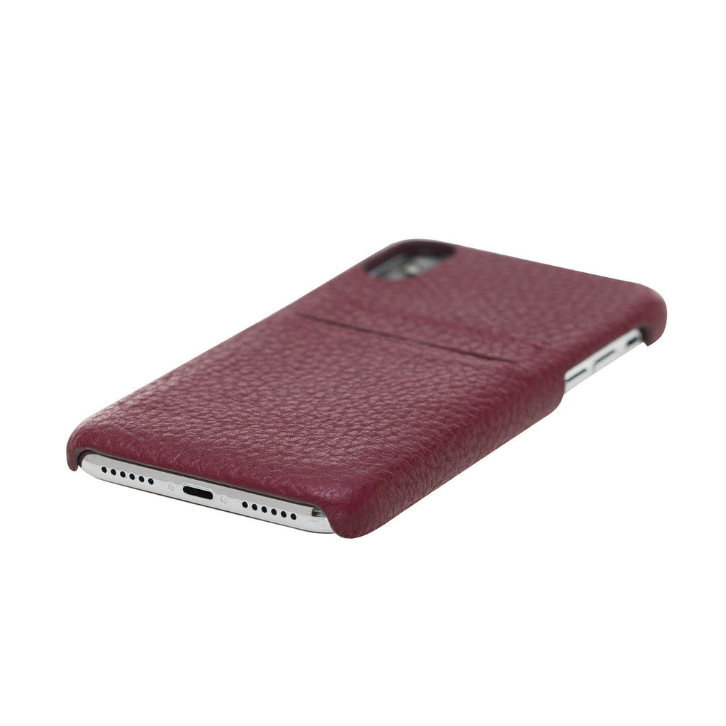 iPhone X-XS Burgundy Leather Snap-On Case with Card Holder - Hardiston - 5