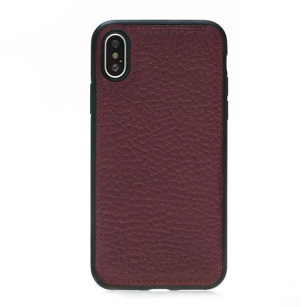 iPhone X / XS Burgundy Leather Snap-On Flex Case - Hardiston - 1