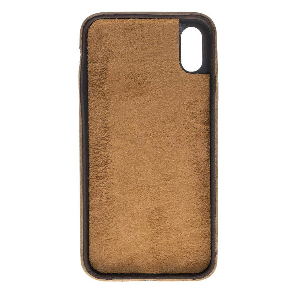 iPhone X-XS Camel Leather Snap-On Case with Card Holder - Hardiston - 3