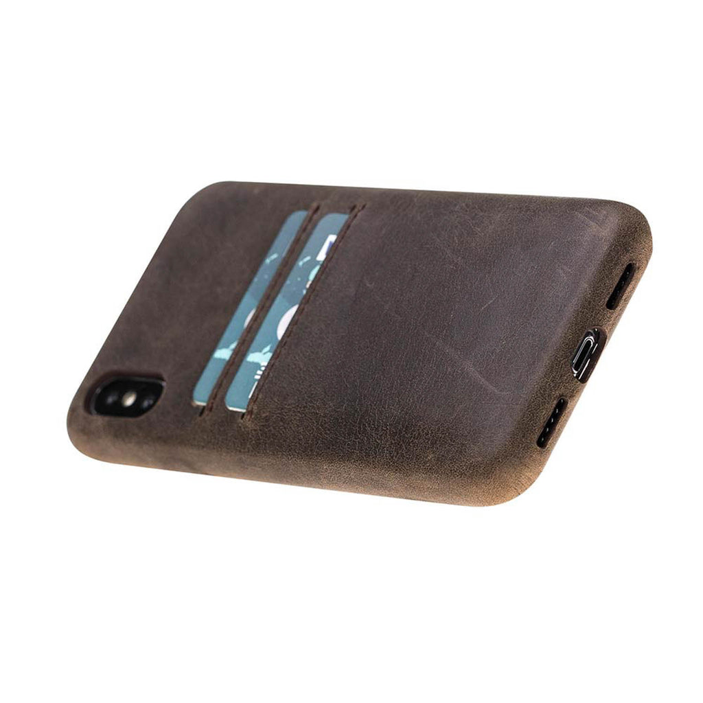 iPhone X-XS Mocha Leather Snap-On Case with Card Holder - Hardiston - 4
