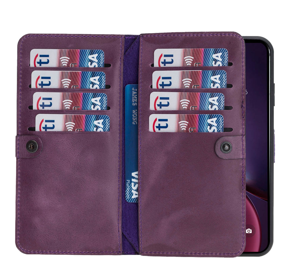 iPhone X / XS Purple Leather Detachable Dual 2-in-1 Wallet Case with Card Holder - Hardiston - 3