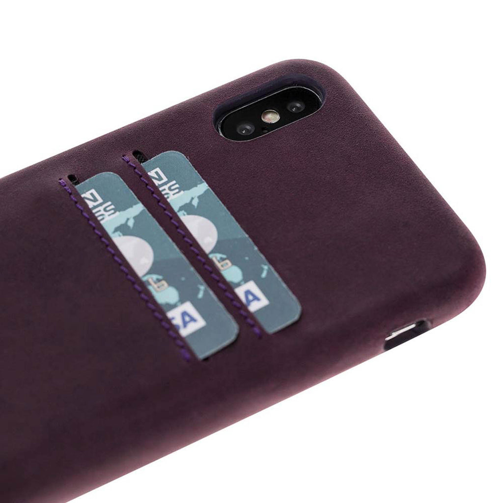 iPhone X-XS Purple Leather Snap-On Case with Card Holder - Hardiston - 7