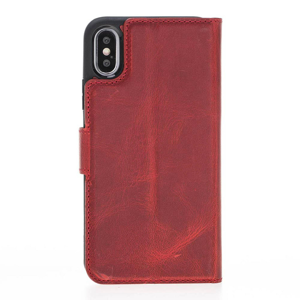 iPhone X/XS Red Leather Detachable 2-in-1 Wallet Case with Card Holder - Hardiston - 5