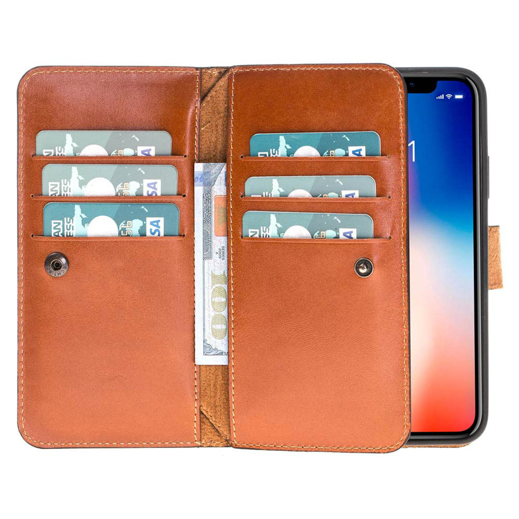 iPhone X / XS Russet Leather Detachable Dual 2-in-1 Wallet Case with Card Holder - Hardiston - 3