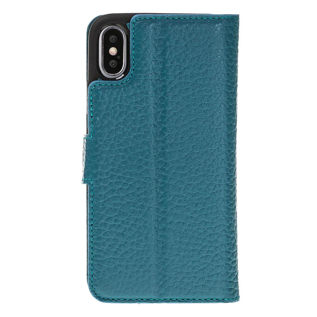 iPhone X/XS Turquoise Leather Detachable 2-in-1 Wallet Case with Card Holder - Hardiston - 5