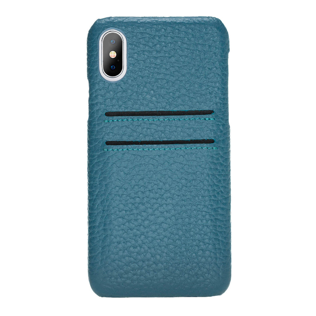iPhone X-XS Turquoise Leather Snap-On Case with Card Holder - Hardiston - 3