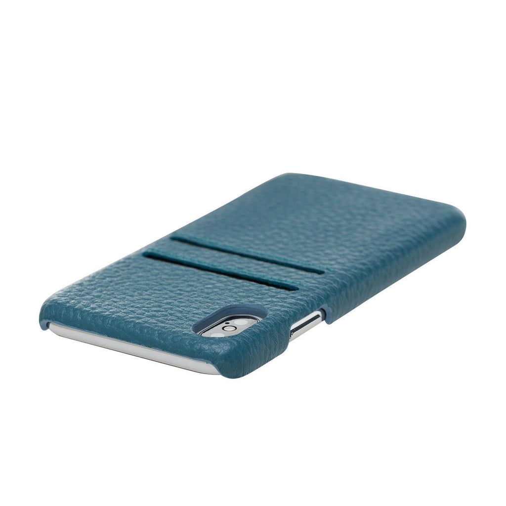 iPhone X-XS Turquoise Leather Snap-On Case with Card Holder - Hardiston - 6