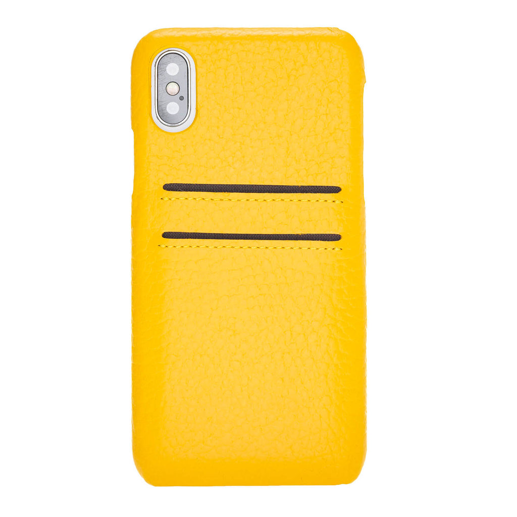 iPhone X-XS Yellow Leather Snap-On Case with Card Holder - Hardiston - 3