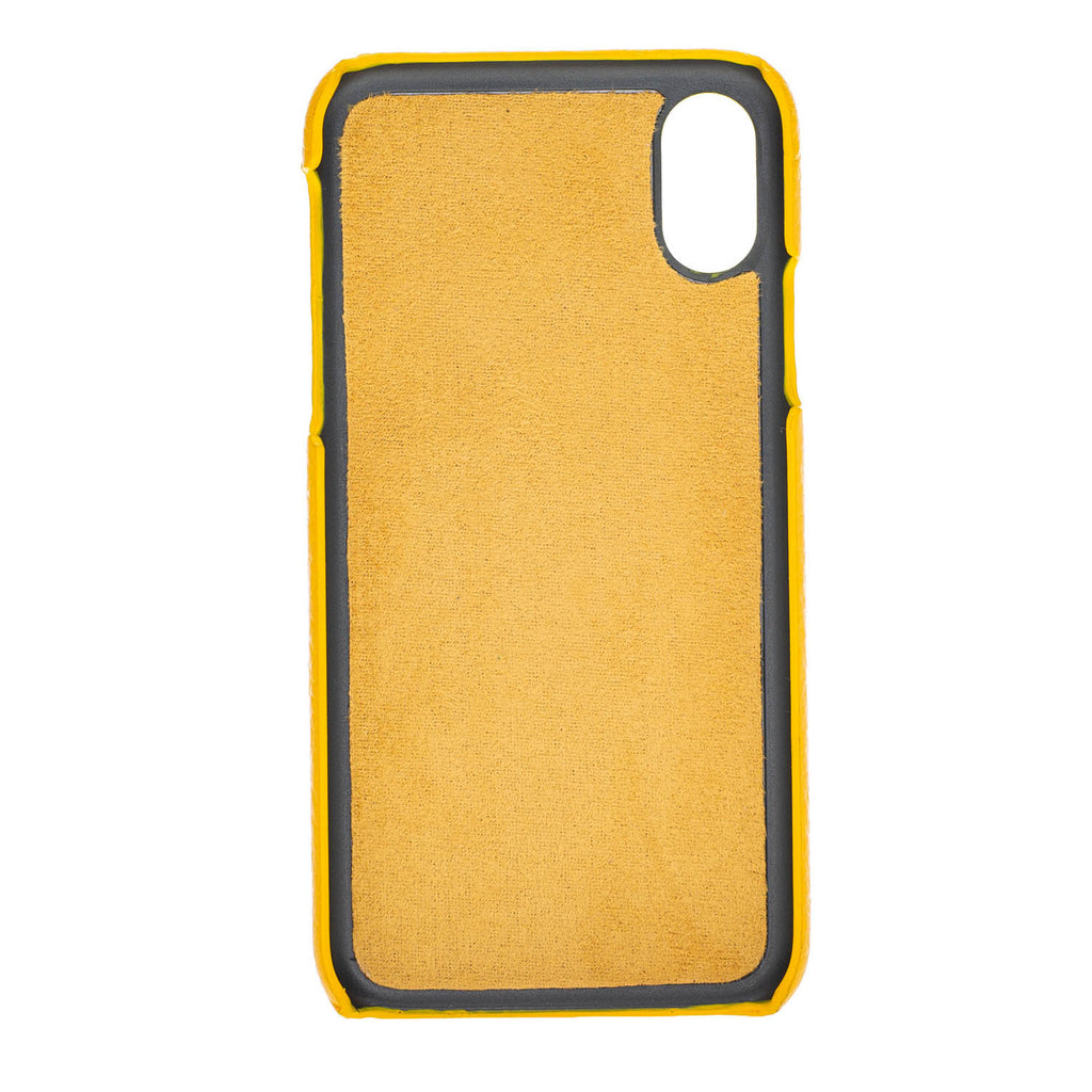 iPhone X-XS Yellow Leather Snap-On Case with Card Holder - Hardiston - 4