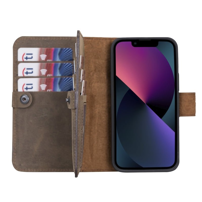 iPhone 13 Mini Leather Dual Wallet Case by Hardiston - premium iPhone 13 Cases