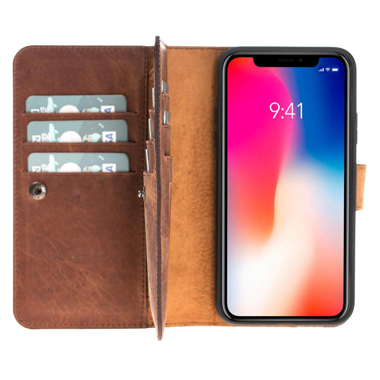 iPhone X / XS Dual Fold Magnetic Detachable Leather Wallet Case by Hardiston - premium iPhone 10 (X) Cases