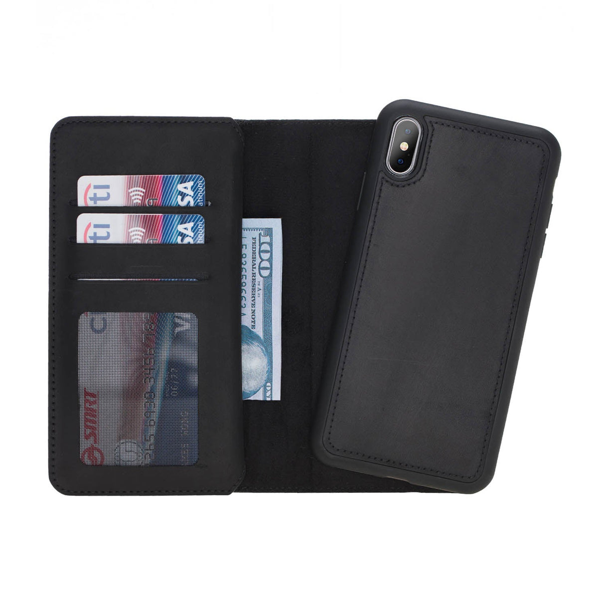 iPhone X / XS Dual Fold Magnetic Detachable Leather Wallet Case by Hardiston - premium iPhone 10 (X) Cases