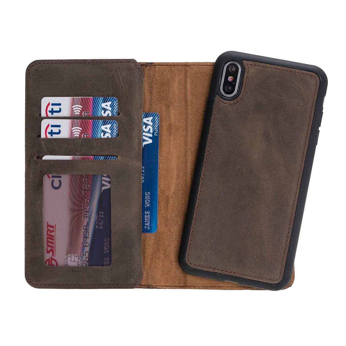 iPhone X / XS Dual Fold Magnetic Detachable Leather Wallet Case by Hardiston - premium iPhone 10 (X) Cases