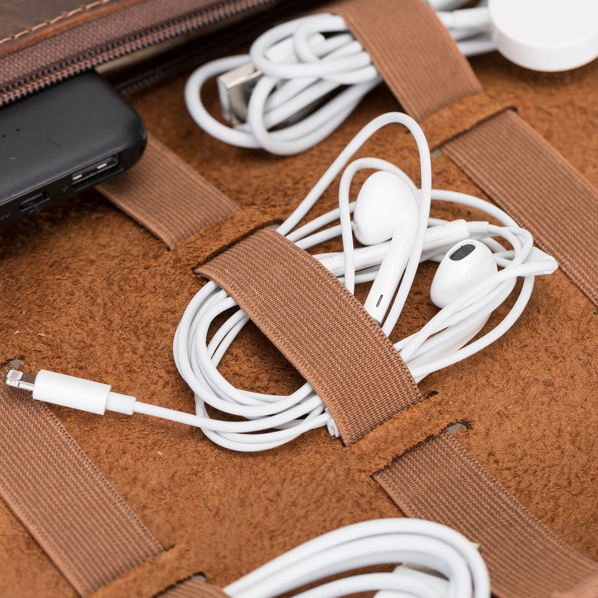Leather Cable Organizer & Charger Pouch by Hardiston - premium Cable Organizers