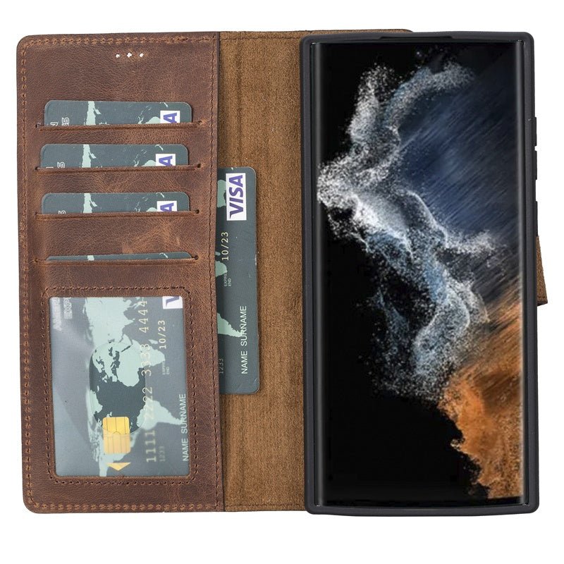 Samsung Galaxy S22 Ultra Magnetic Detachable Leather Wallet Case by Hardiston - premium Samsung S - 22 Cases