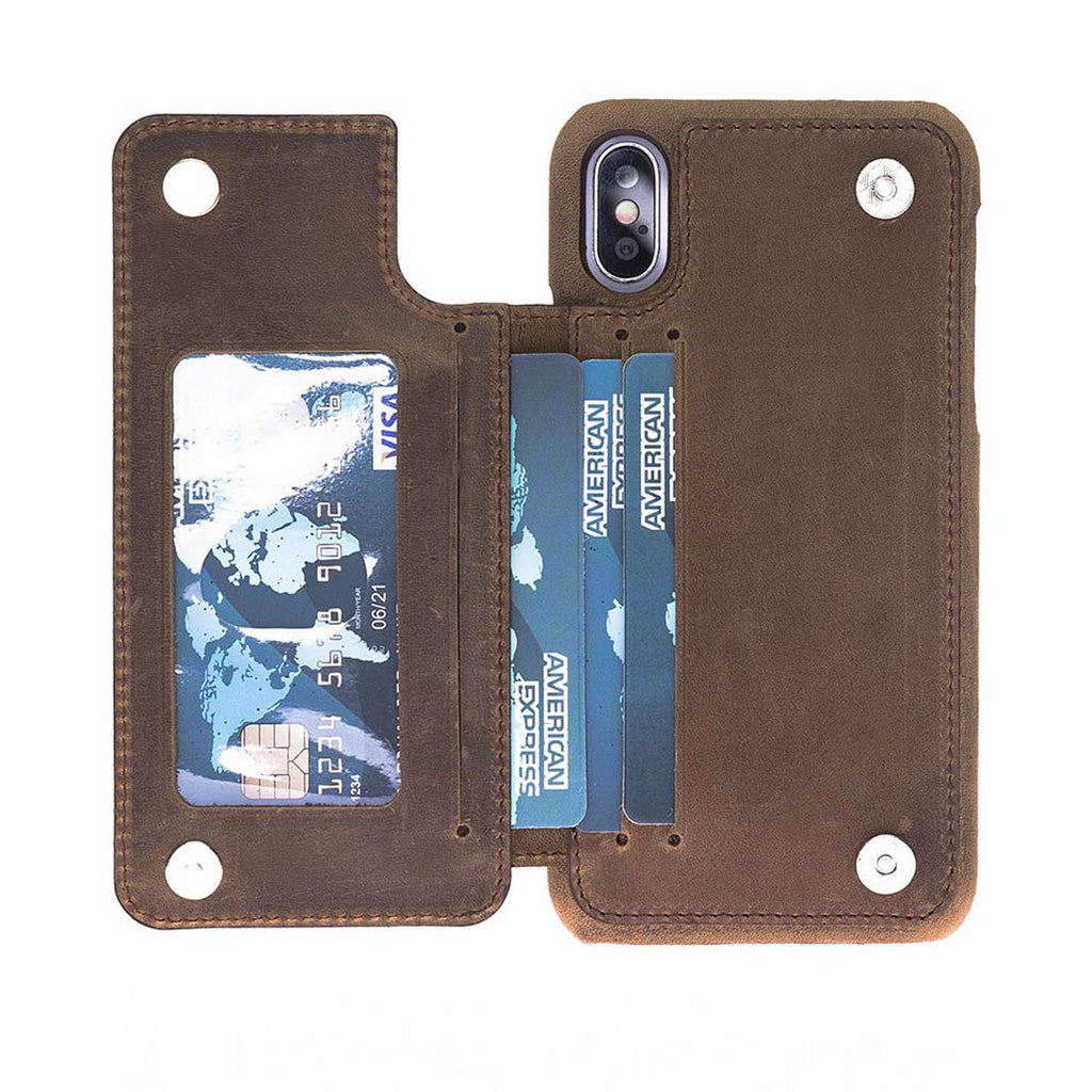Snap On Leather Wallet Case for iPhone X / XS