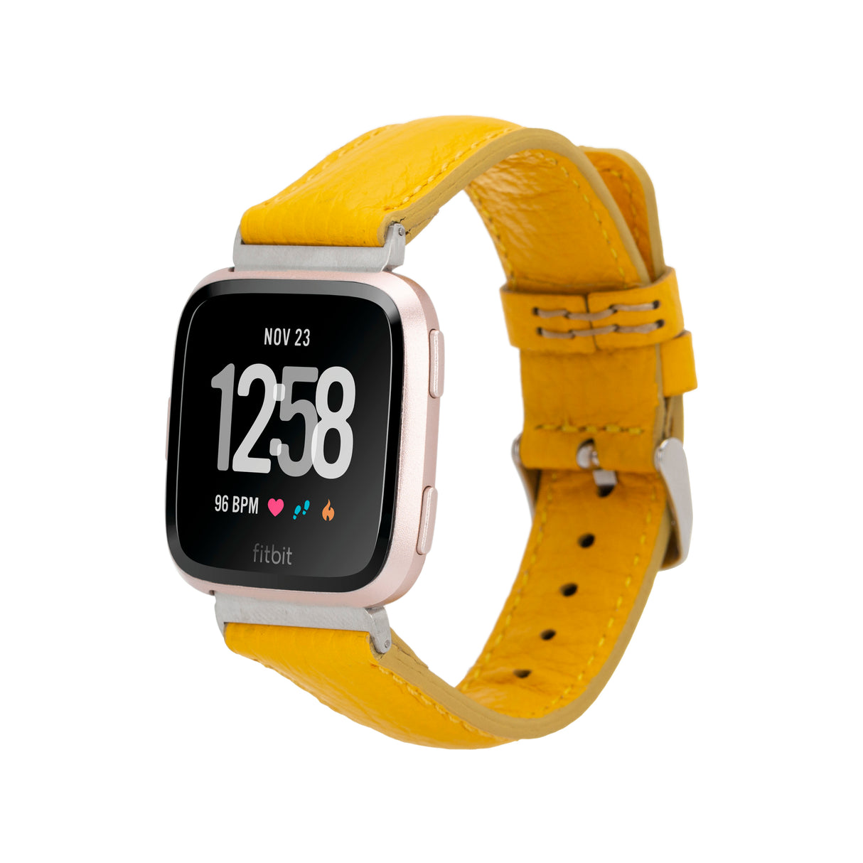 Active Pebbled Leather Fitbit Watch Band_yellow_5