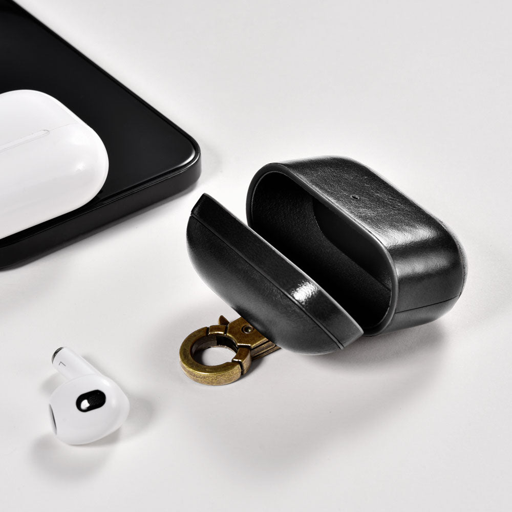 AirPods 1/2 Leather Protective Case Cover with Hook Mandarin black 3