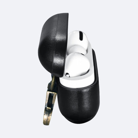 AirPods 1/2 Leather Protective Case Cover with Hook_black_2