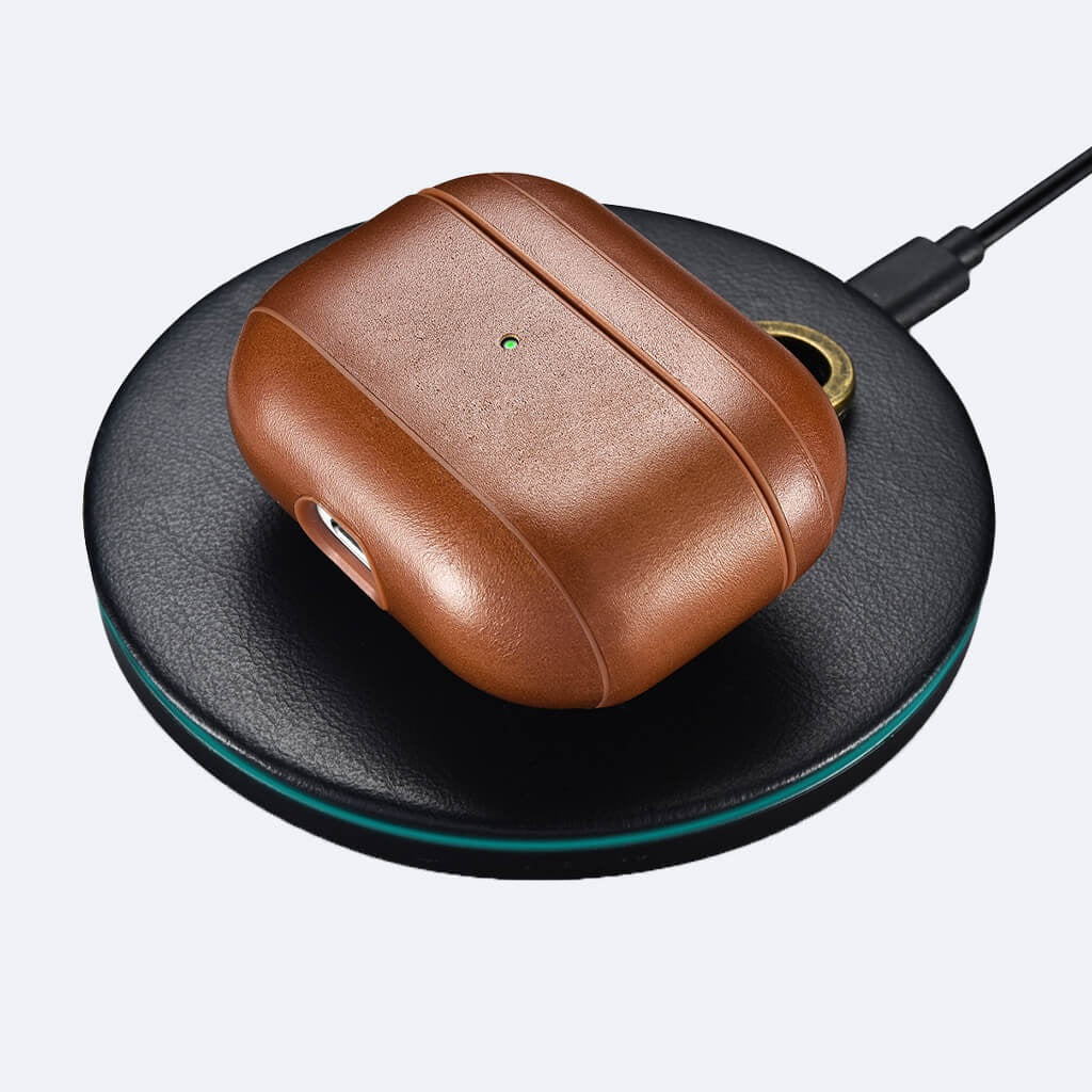 AirPods 1/2 Leather Protective Case Cover with Hook_brown_1