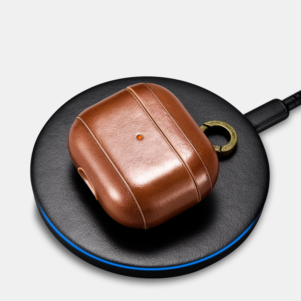 AirPods Pro Leather Protective Case Cover with Hook_brown_1