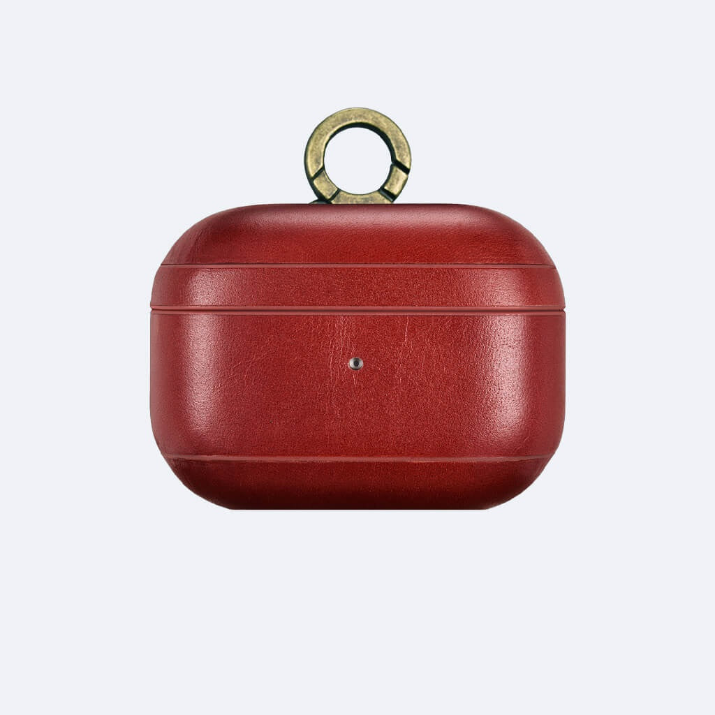 AirPods Pro Leather Protective Case Cover with Hook_red_1