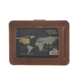 Elegant Leather Card Holder with Snap Closure and Dual ID Windows