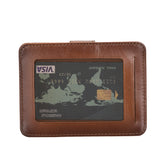 Elegant Leather Card Holder with Snap Closure and Dual ID Windows