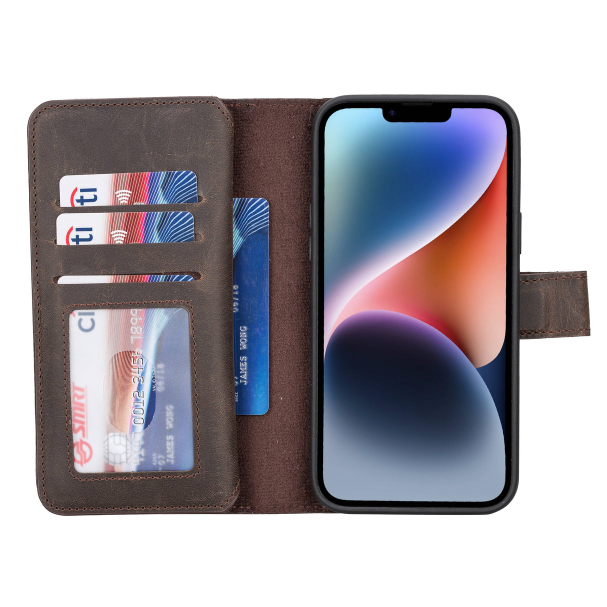 iPhone 14 Plus Leather Dual Wallet Case