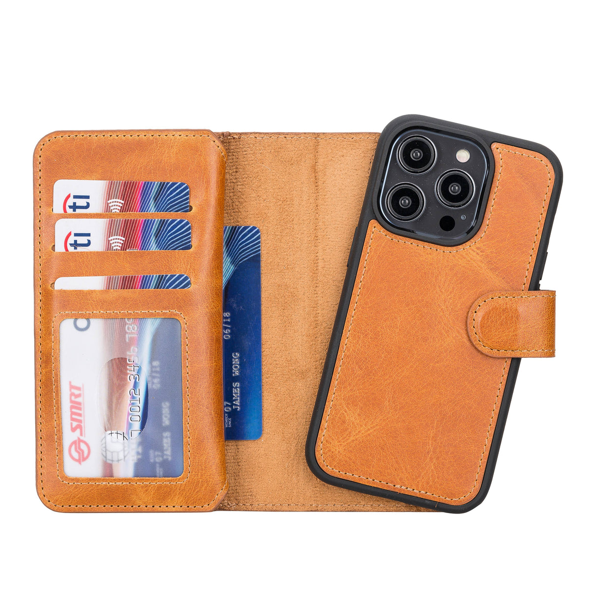 iPhone 14 Pro Dual Leather Wallet Case