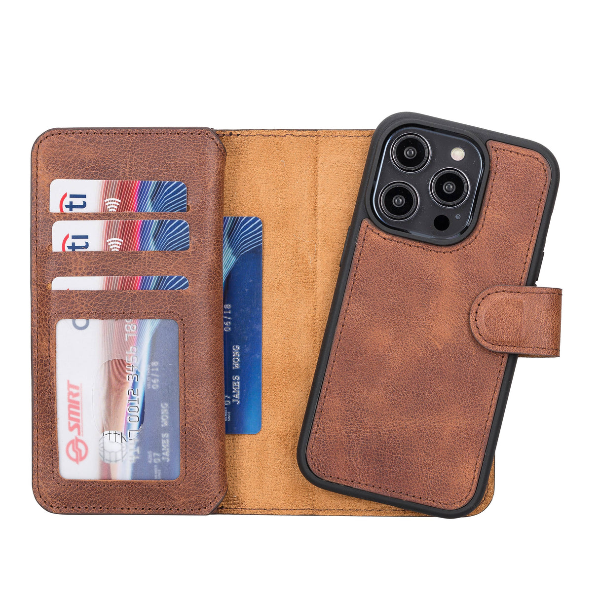 iPhone 14 Pro Dual Leather Wallet Case