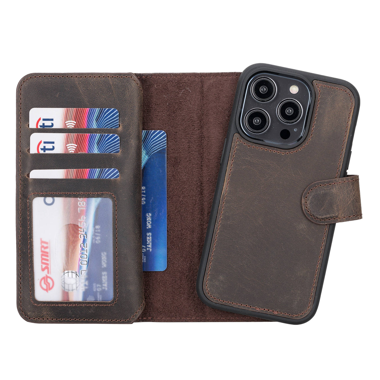 iPhone 14 Pro Dual Leather Wallet Case