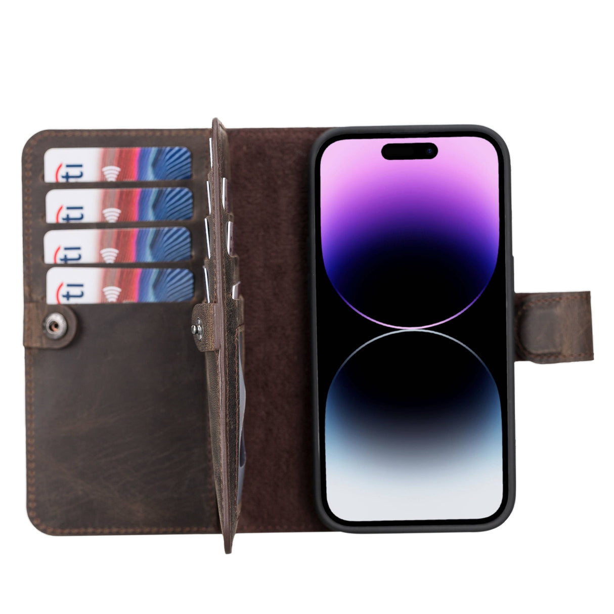 iPhone 14 Pro Dual Leather Wallet Case