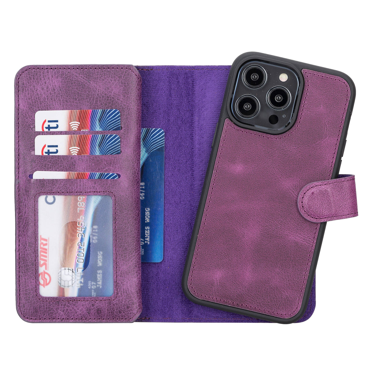 iPhone 14 Pro Max Dual Leather Wallet Case