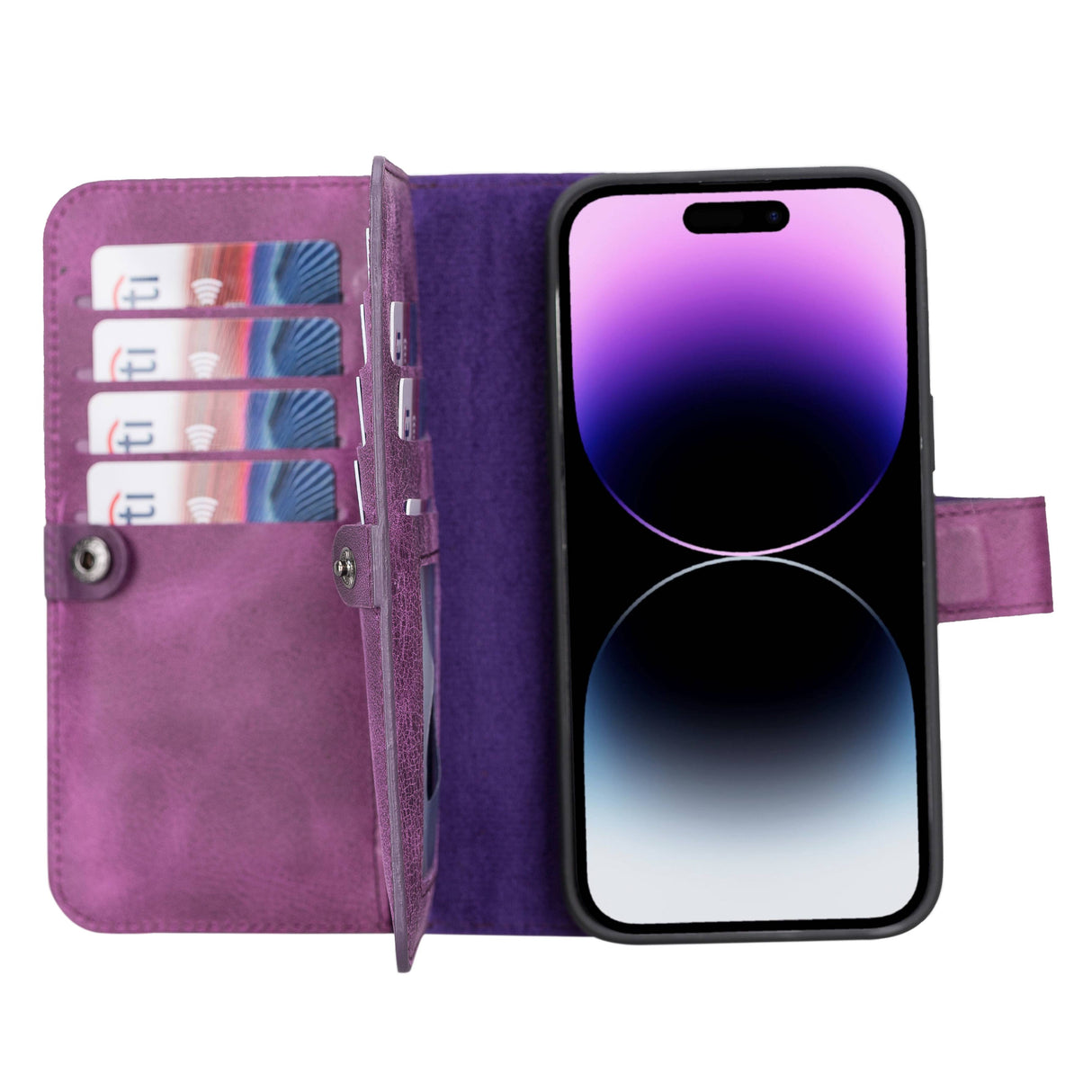 iPhone 14 Pro Max Dual Leather Wallet Case