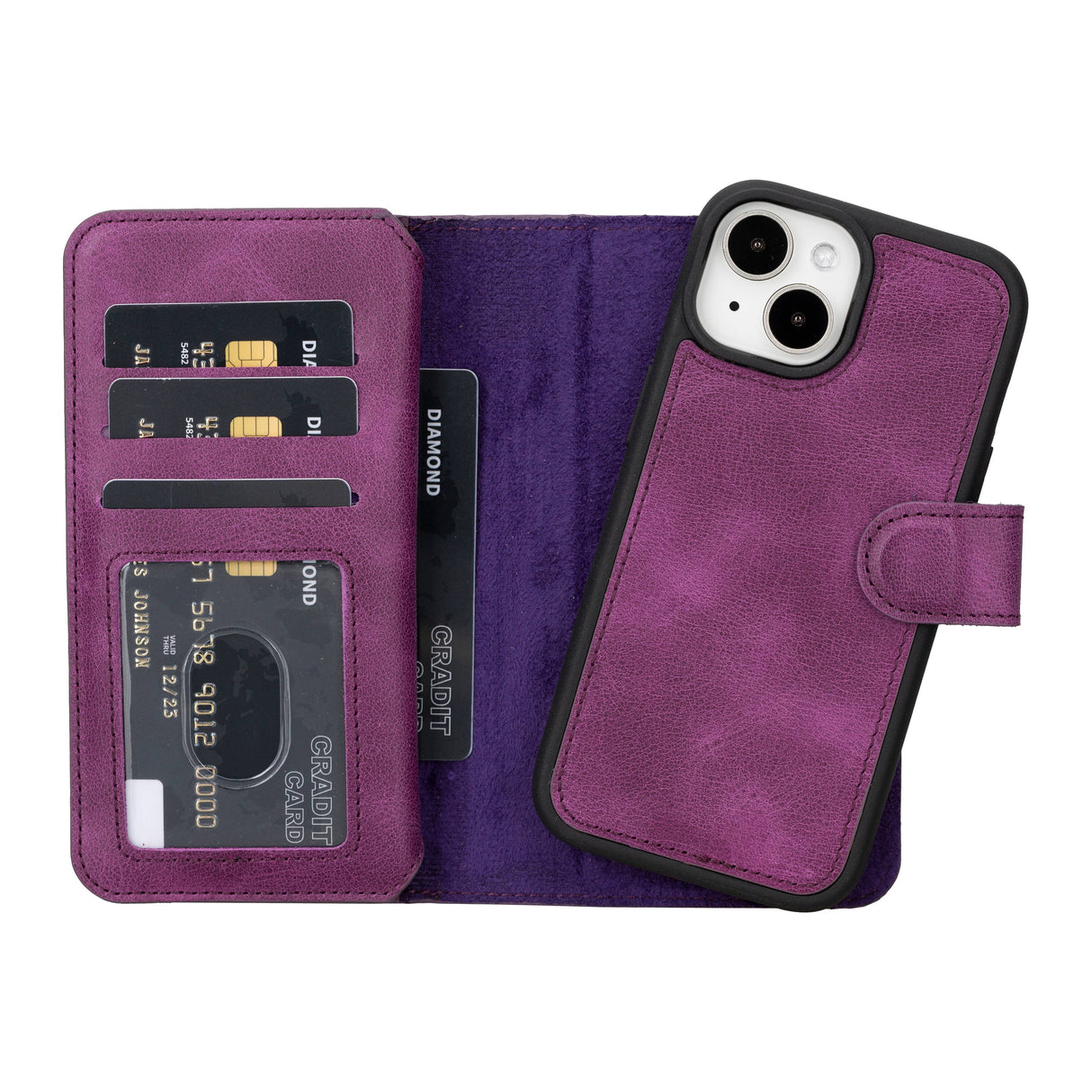 iPhone 15 Leather Dual Wallet Case