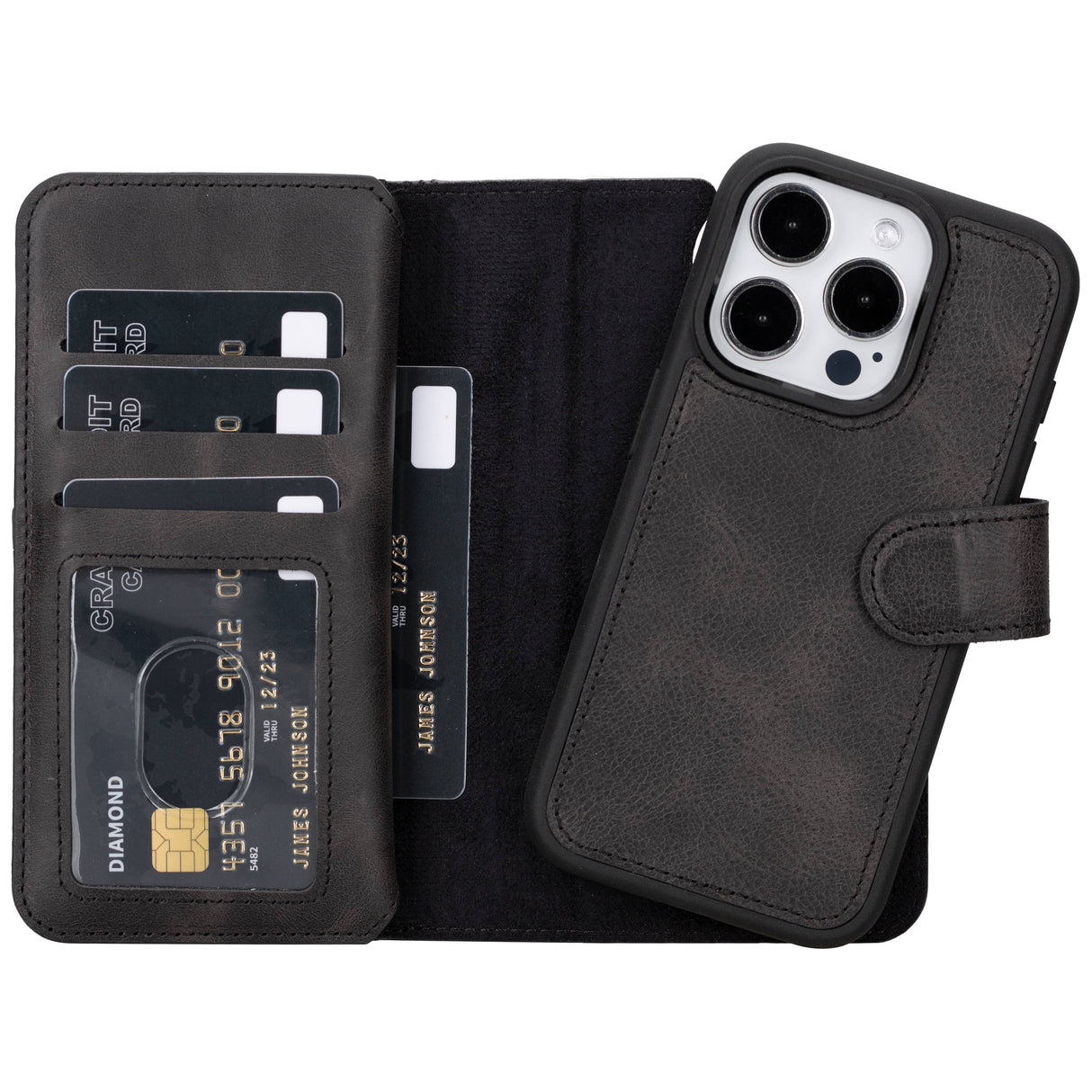 iPhone 16 Pro Dual Leather Wallet Case