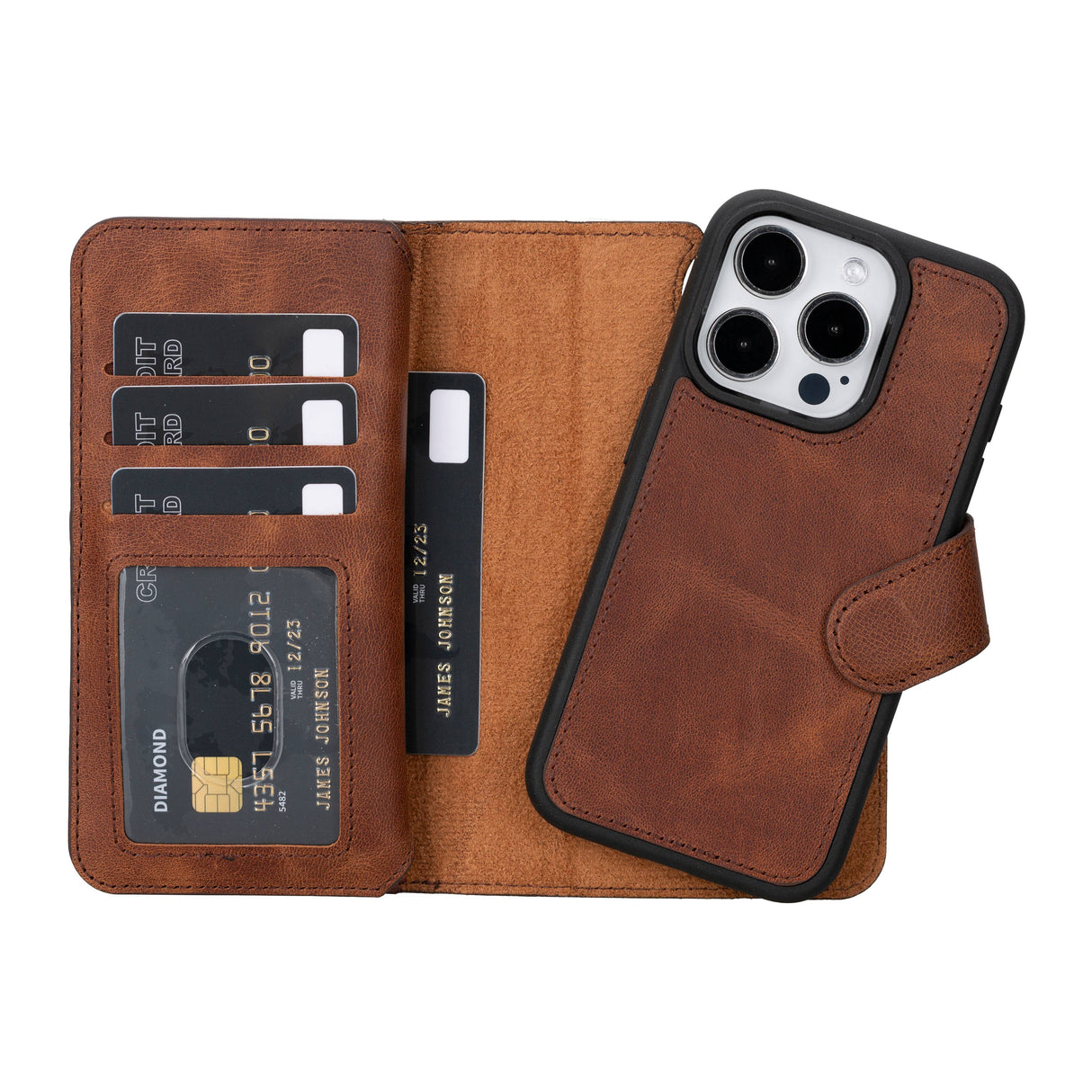 iPhone 16 Pro Dual Leather Wallet Case