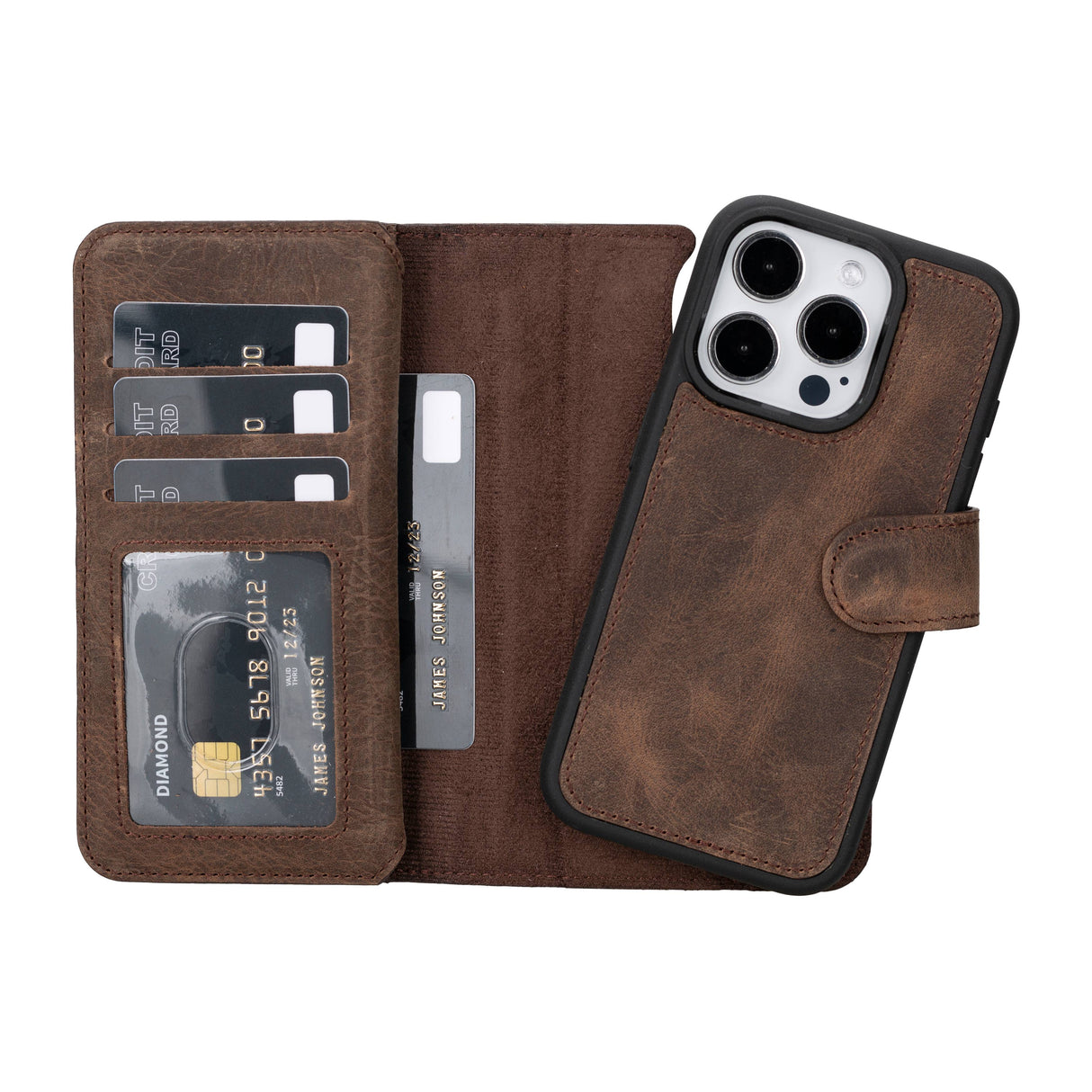 iPhone 15 Pro Dual Leather Wallet Case