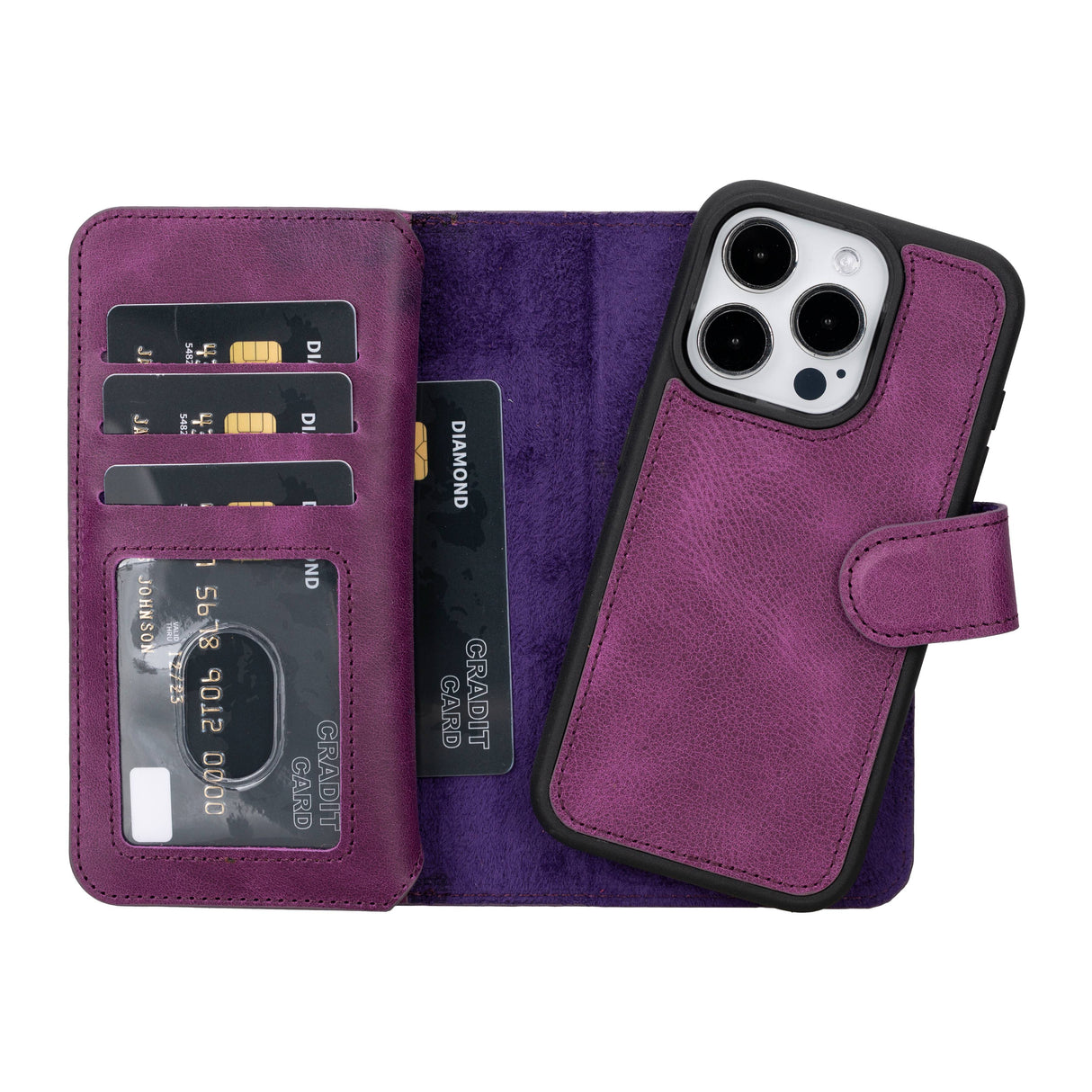 iPhone 15 Pro Dual Leather Wallet Case