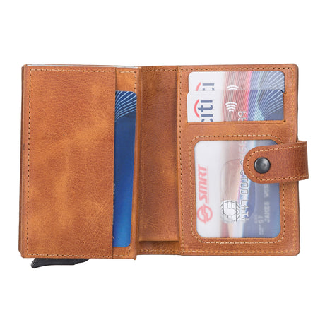 Premium RFID Blocking Leather Pop-Up AirTag Card Holder and Wallet