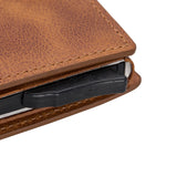 Premium RFID Blocking Leather Pop-Up AirTag Card Holder and Wallet