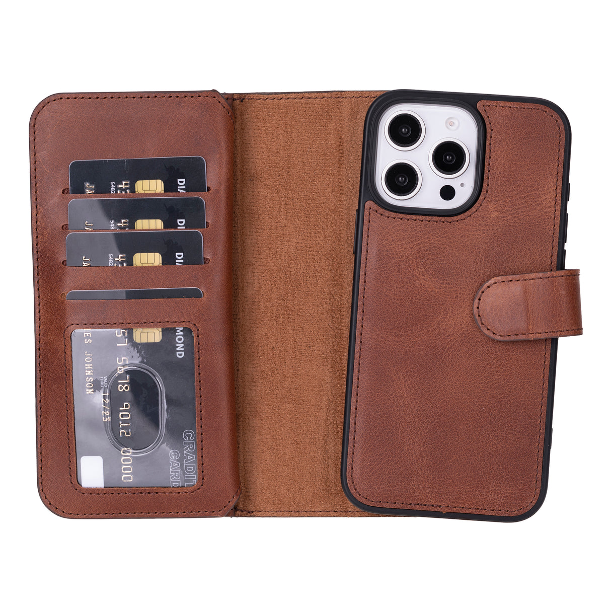 iPhone 16 Pro Max Dual Leather Wallet Case