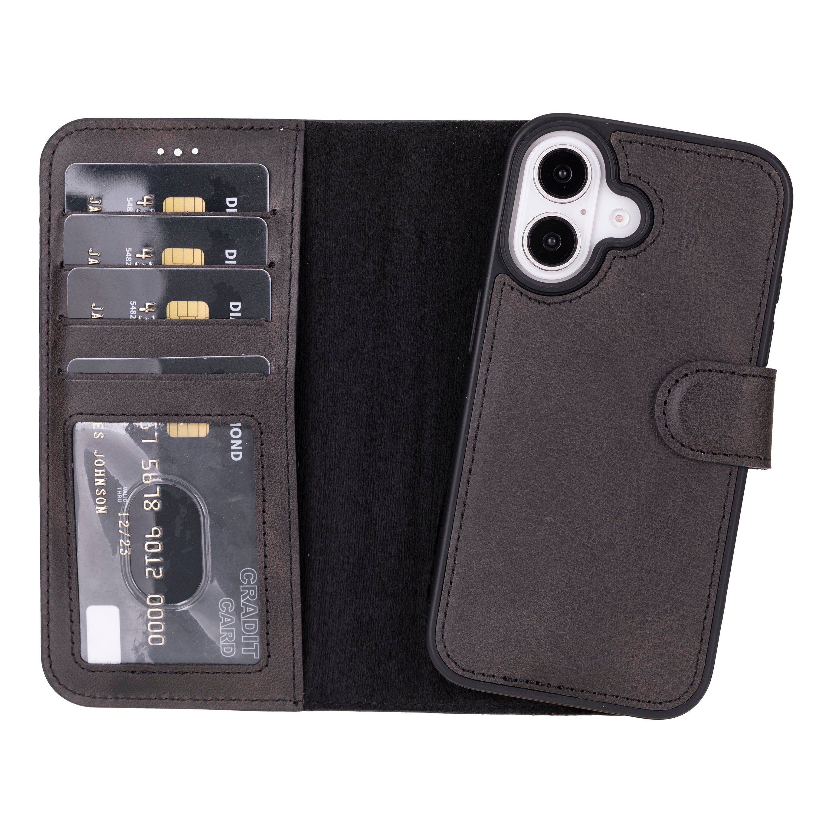 iPhone 16 Leather Detachable Wallet Case with MagSafe