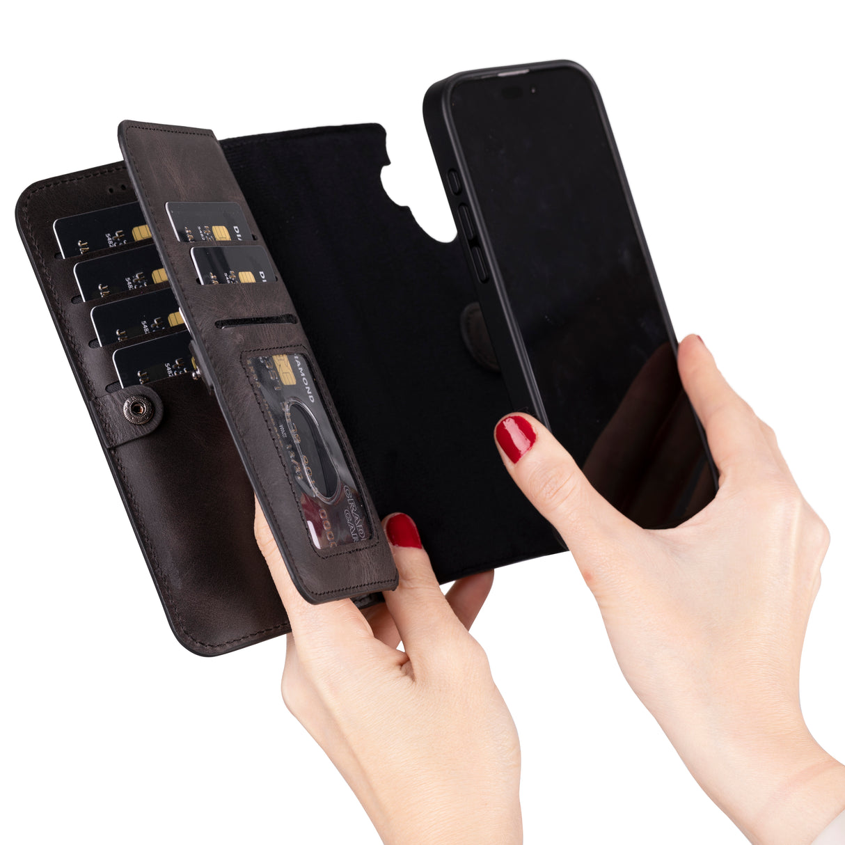 iPhone 16 Pro Max Dual Leather Wallet Case