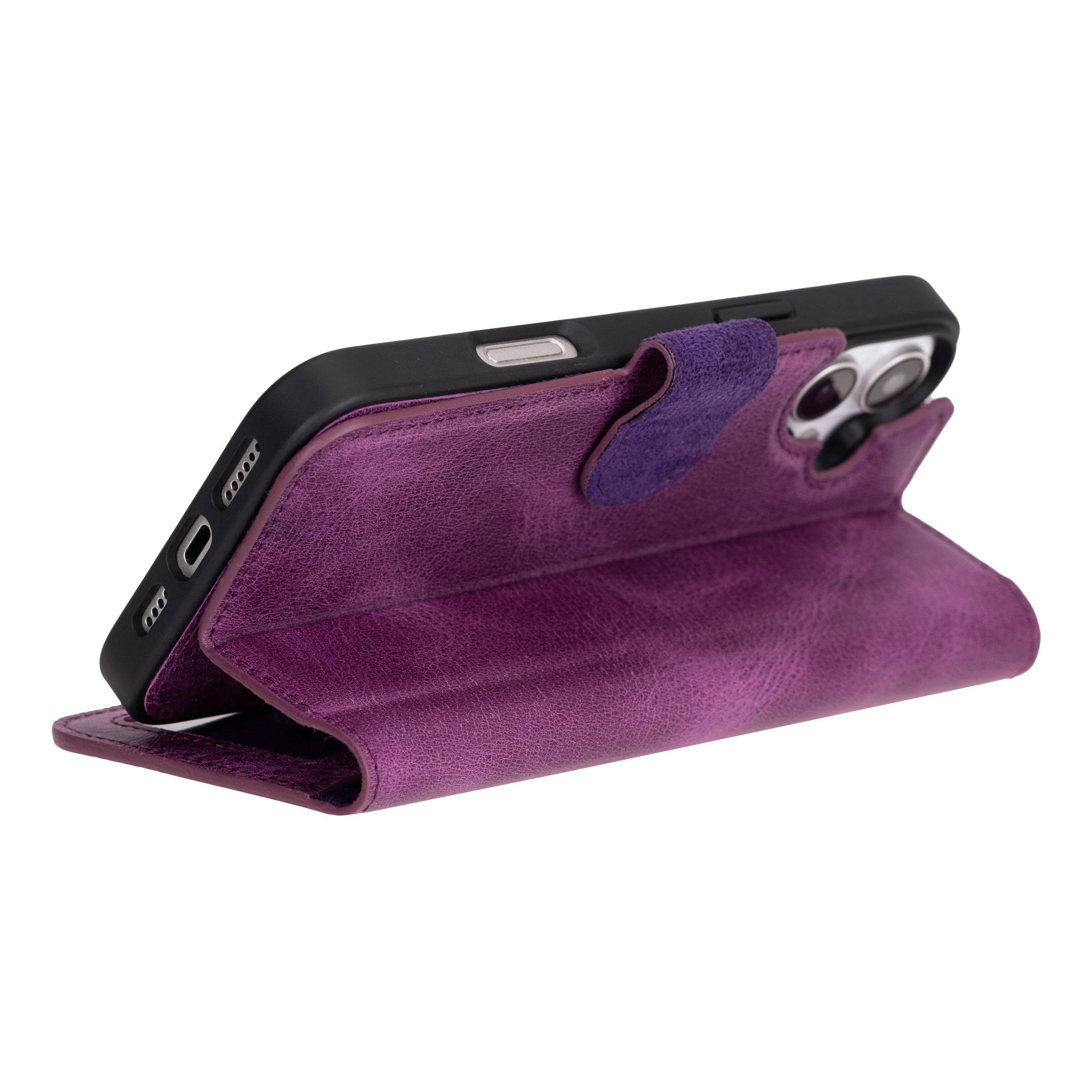 iPhone 16 Pro Max Leather Detachable Wallet Case with
