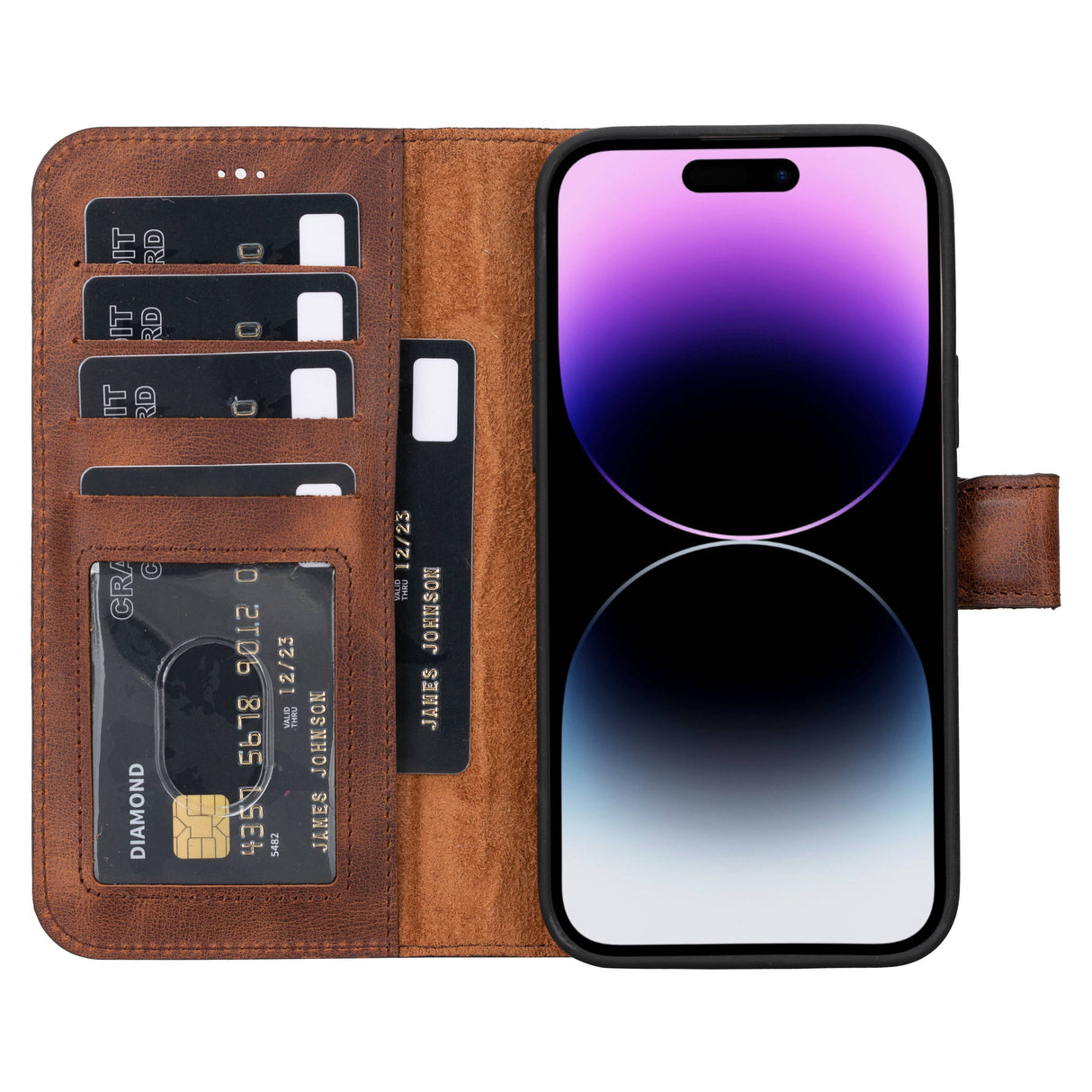 iPhone 15 Plus Leather Wallet Case