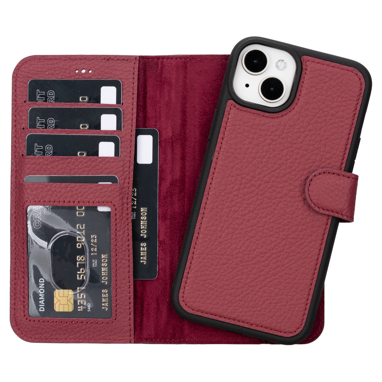 iPhone 15 Plus Leather Wallet Case