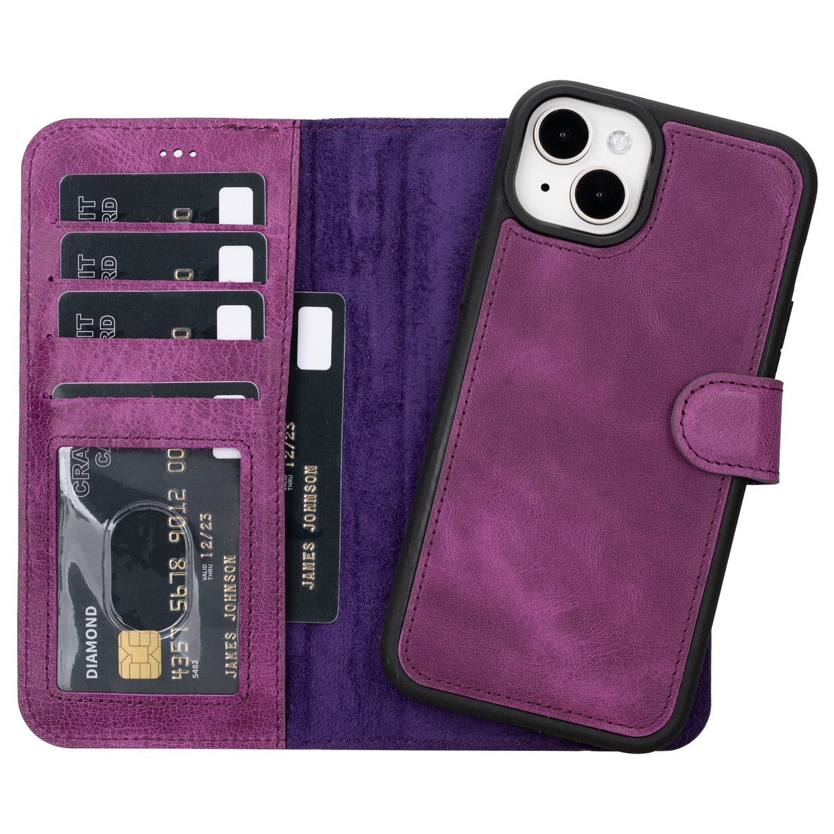 iPhone 15 Plus Leather Wallet Case